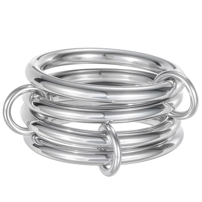 Jude Jewelers Stainless Steel 4-in-1 Stacking Wedding Bands Promise Anniversary Statement Ring - color: Silver