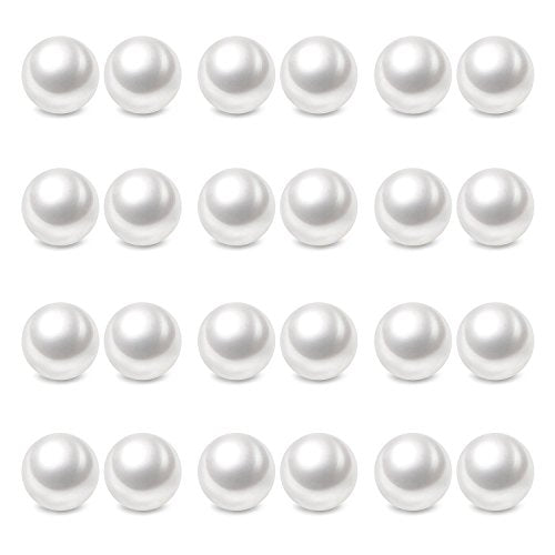 Charisma 8mm Composite Pearl Earrings Round Ball Pearls Stud Earrings Hypoallergenic 12 Pairs Imitation Pearl Earrings Set for Women