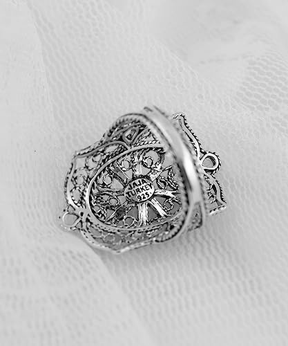 Filigranist 925 Sterling Silver Artisan Made Handcrafted Lace Embroidery Filigree Art Women Cocktail Statement Ring - style: Bold