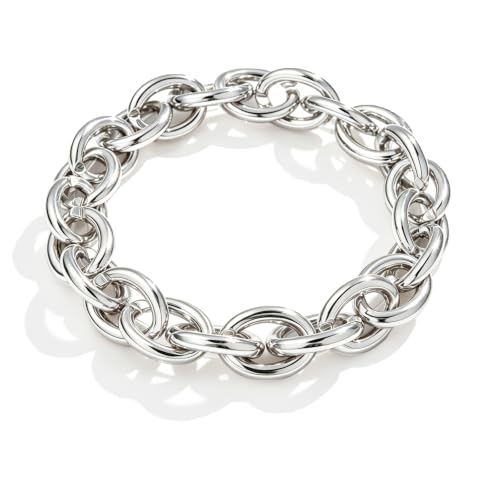 Chunky Gold Bracelet for Women Non Tarnish, Trendy Stretch Cuban Link Chain Plated Gold Bangle Bracelets - color: O-Small-Silver