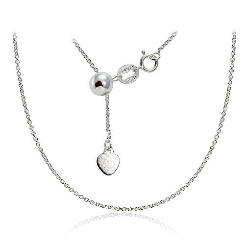 Hoops & Loops Sterling Silver 1.5mm Rolo Adjustable Chain Necklace, from 12" to 20" - color: 20"-Silver