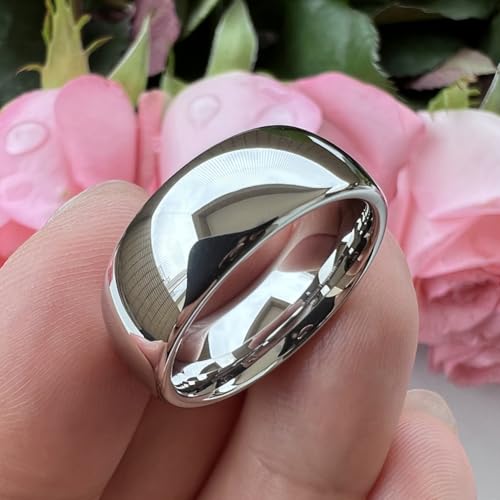 TUTISS 2mm 3mm 4mm 5mm 6mm 7mm 8mm 10mm White Tungsten Rings for Men Women Engagement Wedding Bands Domed Polished Shiny Comfort Fit - color: 8mm White Tungsten