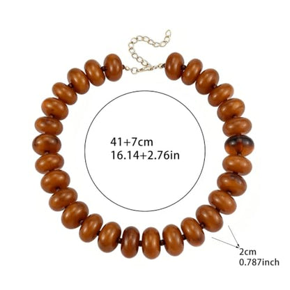 CSIYANJRY99 Chunky Beaded Necklace for Women, Large Colorful Resin Beads Statement Necklace, Boho Summer Beach Vacation Jewelry Gifts - color: Brown
