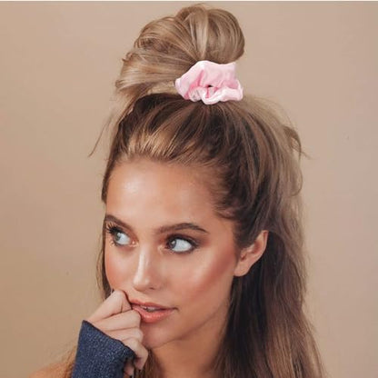 KICOSY Pink Silk Hair Scrunchies for Women Girls 12Pcs Bulk for Thick Hair No Damage Hair Ties Accessories - color: pink