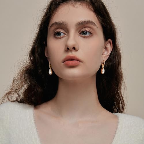 Crystals Teardrop Dangle Drop Earrings, 18K Gold Plated Hoop Earrings Zirconia Jewelry for Women Gifts - color: White-Long