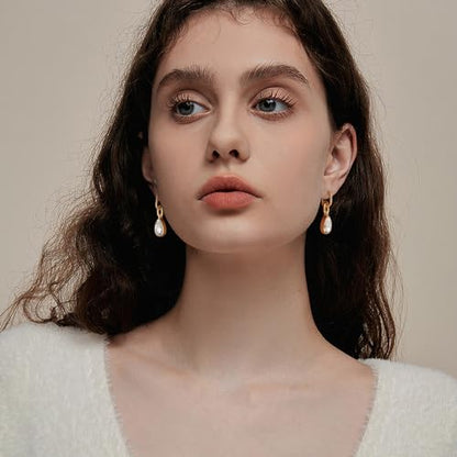 Crystals Teardrop Dangle Drop Earrings, 18K Gold Plated Hoop Earrings Zirconia Jewelry for Women Gifts - color: White-Long