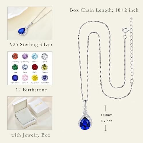 Infinity Teardrop Jewelry Set for Women Sapphire Necklace & Earrings September Birthstone Jewelry