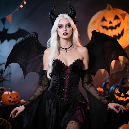 Todenb Gothic Choker Witch Necklace for Women Lace Vampire Collar Necklace Y2K Goth Black Zirconia Pendant Necklaces Halloween Dark Bridal Vampire Witch Party Jewelry Accessories - style: Style-E