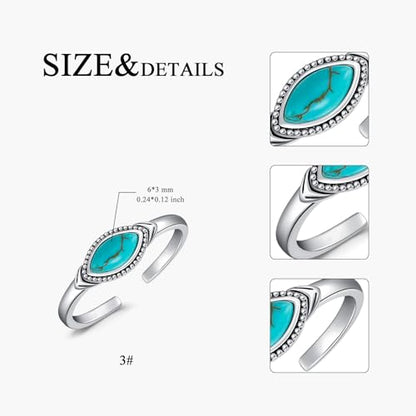 Gemstone Toe Rings Adjustable 925 Sterling Silver Open Band Toe Rings Jewelry Gifts for Women