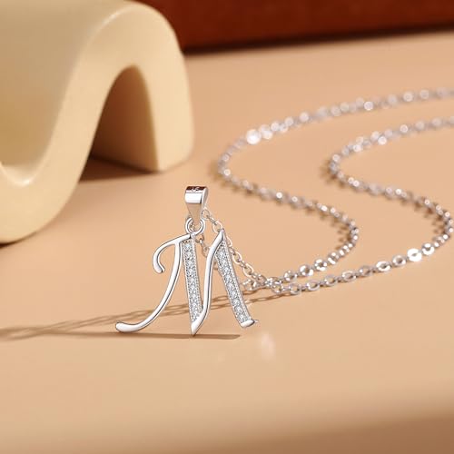 VIKI LYNN Dainty Initial Letter Pendant Necklace for Women | Cubic Zirconia Initial Jewelry, Personalized Letter Necklace, Dainty Women Jewelry, Birthday Gift Idea for Her, Mom and Wife - color: Silver, style: Silver-M