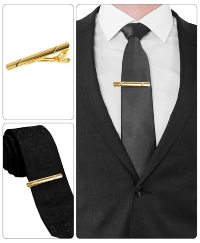 vivinin 5P Tie Clips For Men, 5 Different Color Tie Bar, Stainless Steel Tie Clip For Business, Wedding, Anniversary, Father's Day Gifts and Daily Life - style: Elegant