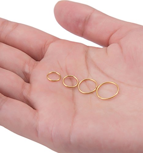 24Pcs 20G 316L Stainless Steel Nose Rings Hoop Tragus Cartilage Helix Piercing Lip Septum Ring 6-12MM Bendable - color: C: 24Pcs Gold