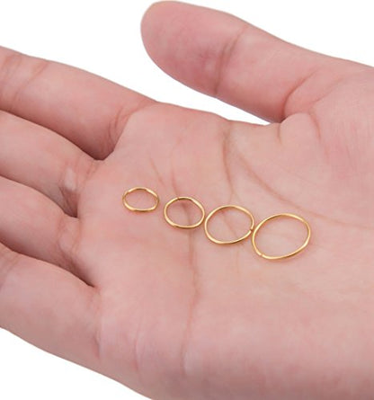 24Pcs 20G 316L Stainless Steel Nose Rings Hoop Tragus Cartilage Helix Piercing Lip Septum Ring 6-12MM Bendable - color: C: 24Pcs Gold