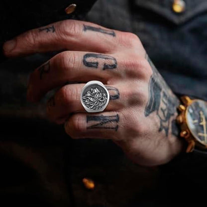 Mens Signet Ring Stainless Steel Lion Eagle Head Statement Rings Jewelry for Men Size 8/9/10/11/12/13 - style: Lion