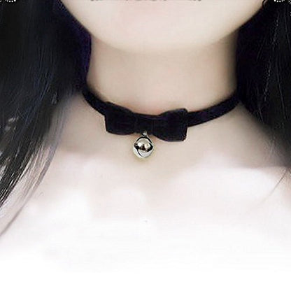 AKOAK Sexy Cute Gothic Lolita Bow Bells Velvet Ribbon Lace Necklace Choker Necklace