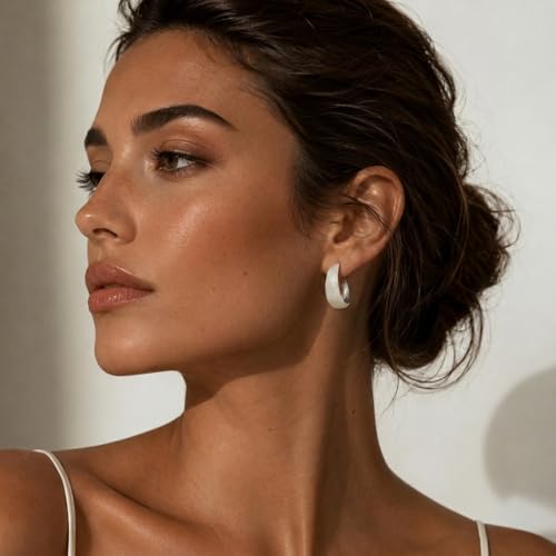 Sonateomber Gold Chunky Crystal Hoop Earrings for Women, Trendy Statement Sparkly CZ Rhinestone Thick Open Hoops Earings Hypoallergenic Wedding Prom Everyday Accessories Fashion Jewelry Gift - color: Sparkly White