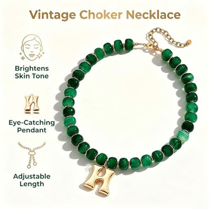 Initial Beaded Necklaces for Women,14K Gold Plated Bubble Letter Pendant Jewelry Gifts - color: acrylic neccklace-n