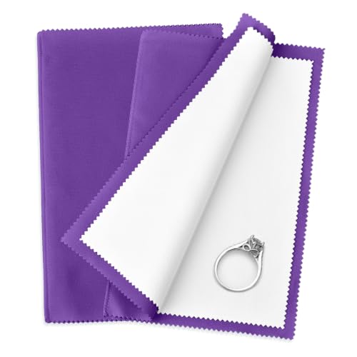 SEVENWELL Silver Polishing Cloth, 2PCS Large Jewelry Cleaning Cloths | Dual-Layer Cleaning, Large 10" × 12", Reusable, Removes Tarnish, Restores Shine, For Sterling Silver, Gold & Platinum - color: Dark Purple