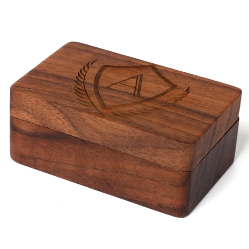 Mens Initial Cufflinks and Tie Clip A-Z Alphabet Letter Black Stainless Cuff Links Tie Bar with Engraved Walnut Wood Box Groom Groomsman Wedding Set - style: Classic-A