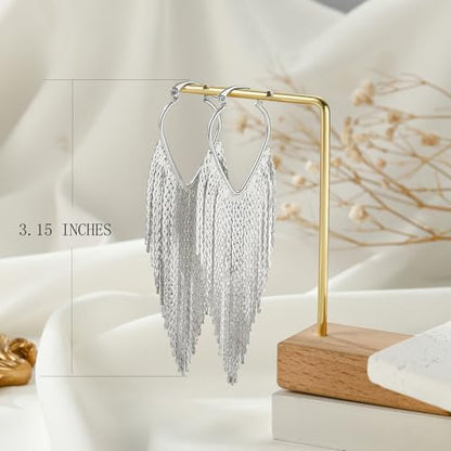 Ritach Dangle Earrings for Women 14k Gold Formal Fringe Long Dangle Tassel Earrings Chandelier Jewelry for Party Prom - style: Long-S