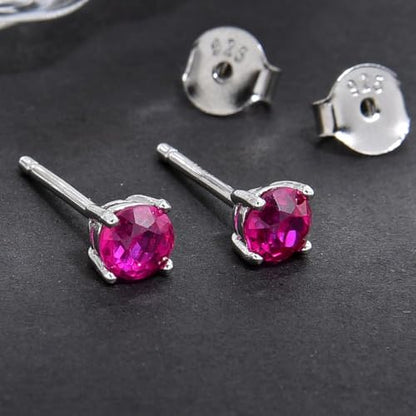 1 Pair Adabele Authentic Sterling Silver Birthstone Stud Earrings 4mm/0.25 Carat Tiny Cubic Zirconia Imitation Diamond Gemstone Hypoallergenic Nickel Free Tarnish Resistant Women Men Jewelry - color: July