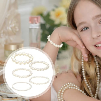 10 PCS Pearl Bracelet for Women Pearls Stretchy Bracelets Set Faux Pearl Bridal Wedding Bracelet Stackable Boho Jewelry for Women Party Wedding Gifts