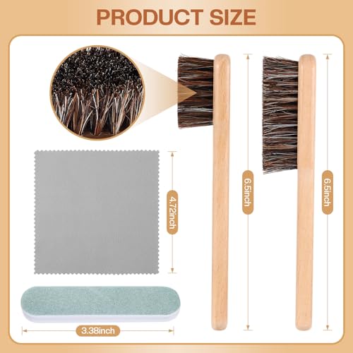 4 Pcs Horsehair Silver Cleaning Brushes Dauber Sterling Detail Polish Brush Applicator Set with Polishing Cloth for Silverware Plateware Jewelry Cleaner(Style B) - style: Style B
