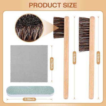 4 Pcs Horsehair Silver Cleaning Brushes Dauber Sterling Detail Polish Brush Applicator Set with Polishing Cloth for Silverware Plateware Jewelry Cleaner(Style B) - style: Style B
