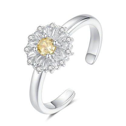 Step Forward 925 Sterling Silver Toe Rings for Women - Adjustable Infinity Daisy Starfish Butterfly Stylish Toe Ring Band for Woman - Summer Vacation Beach Boho Foot Jewelry Gifts - style: Daisy