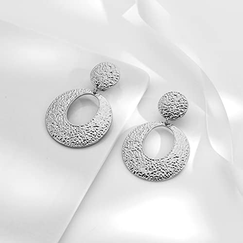 Matte Gold Silver Large Clip On Earrings for Women Statement Earrings - color: Clip f