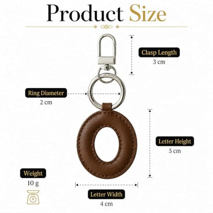 Initial Letter Keychain,Stainless Steel,Colorful Faux Leather Keyring for Backpack,Purse,Car Keys,Gift for Men Women - color: O