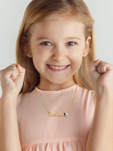 GoldChic JEWELRY Name Necklace Personalized for Men, Womens Custom Name Plate Chain, Stainless Steel Customized Old English Nameplate Choker with Curb Chains Custom, 16 inches to 30 inches - color: Photo & Rolo Chain 1.8 mm -Gold