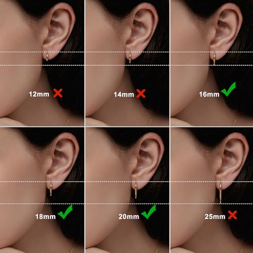 Silver Gold Hoop Earrings for Women Men, 316L Surgical Stainless Steel Huggie Hoop Earrings Set Hypoallergenic Small Cartilage Earrings Lightweight Hoop Earrings Huggie Set - color: gold-16/18/20mm