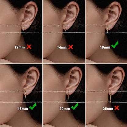 Silver Gold Hoop Earrings for Women Men, 316L Surgical Stainless Steel Huggie Hoop Earrings Set Hypoallergenic Small Cartilage Earrings Lightweight Hoop Earrings Huggie Set - color: gold-16/18/20mm