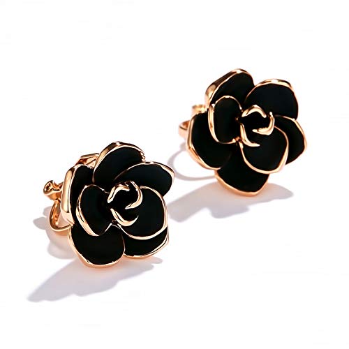 Clip On Earring For Women Pearl Non Pierced Clip Earrings - color: Rose Flower Rose Gold