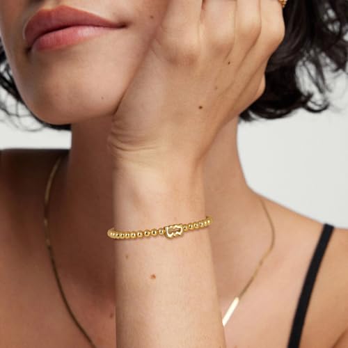 Gold 12 Constellations Bracelets for Women, 18K Gold Plated Beaded Stretch Bubble Bracelets Charm Jewelry Bracelet Gifts for Birthday Mother's Day Valentines Christmas - color: Aquarius