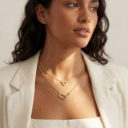 RANKEEF Layered Gold Necklaces for Women Sterling Silver Necklace Waterproof Silver Necklace For Women Adjustable Sterling Silver Necklace For Women Set Jewelry Gift - color: Gold-C