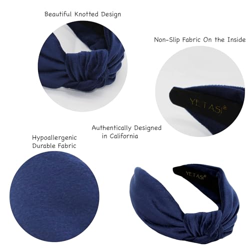 Navy Blue Velvet Headbands Women Girls Trendy, Womens Headbands are Knotted Headband for Women's Hair, Cute Headband Top Knot Fashion Designer - color: Navy Blue