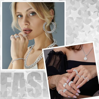 Inbagi Maitys 15 Pcs Halloween Jewelry Women Chain Necklace Bracelet Stud Earrings Hoops Bracelet Big Circle Earring Rings Set - style: Cuban