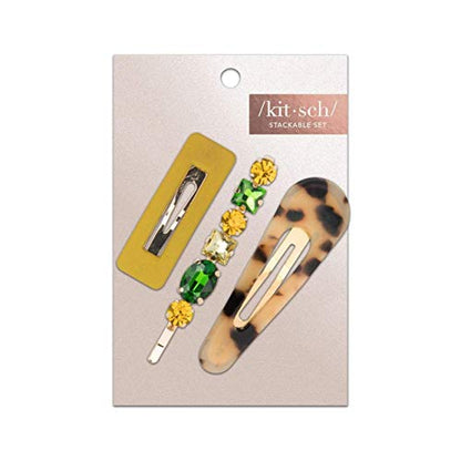 Kitsch Stackable Acrylic Snap Hair Clip for Thick & Thin Hair, Hair Accessories for Women & Girls, Cute Barrettes | Ideal Gifts for Women, 3pcs