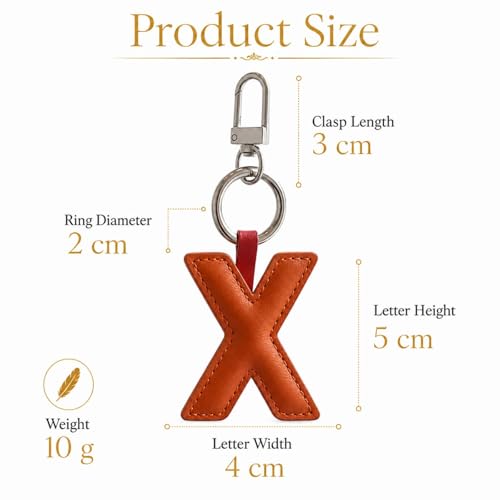 Initial Letter Keychain,Stainless Steel,Colorful Faux Leather Keyring for Backpack,Purse,Car Keys,Gift for Men Women - color: X