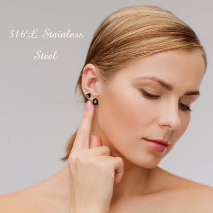 BBTO 24 Pairs Stud Earrings Crystal Pearl Earring Set Ear Stud Jewelry for Women Men - color: Black