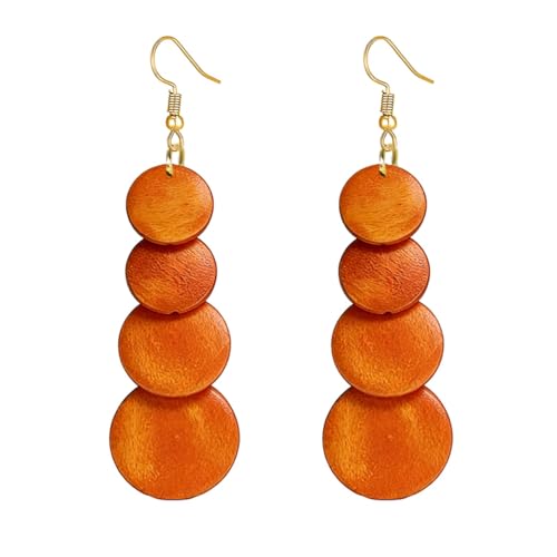ONLYJUMP Colorful Ethnic Wooden Jewelry Set for Women Round Statement Dangle Earrings Multilayered Geometric Beaded Bracelet Necklace Exaggerated Tribal Style Jewelry - color: Brown