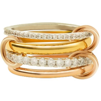 Gold Stackable Rings for Women Non Tarnish, Dainty Stackable CZ Cubic Zirconia 18k Gold Plated Rings, Gold Knuckle Women Rings Set