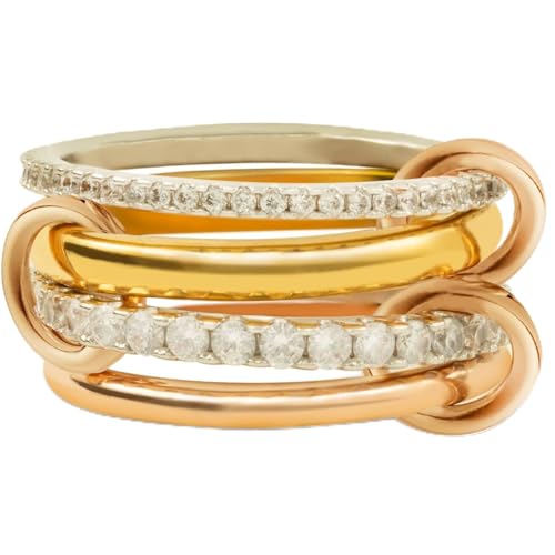 Gold Stackable Rings for Women Non Tarnish, Dainty Stackable CZ Cubic Zirconia 18k Gold Plated Rings, Gold Knuckle Women Rings Set