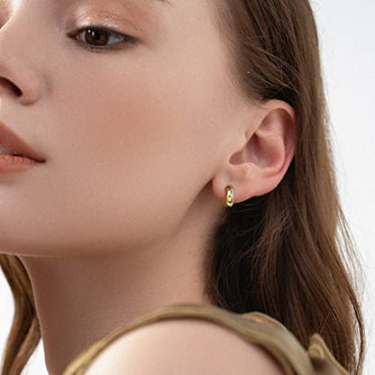 CONRAN KREMIX Small Thick Gold Chunky Hoop Earrings Lightweight Huggie Hoops For Women - color: 14.0 MM - Gold