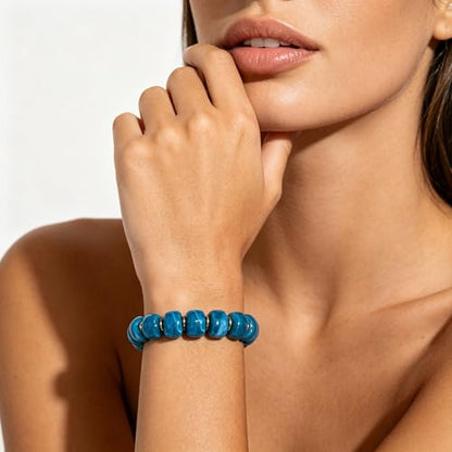 Colorful Beaded Bracelets Boho Jewelry for Women Multicolor Resin Chunky Bracelet Summer Vacation Outfits Beach Gifts - color: Green