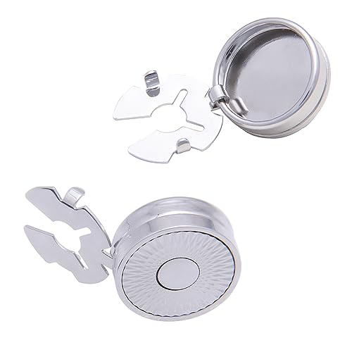 Mens Button Covers Tuxedo Shirt Cufflinks Alternative | Fake cufflinks and alternative fashion jewelry accessories for mens formal business dress shirts suits and groomsmen - color: B Silvery