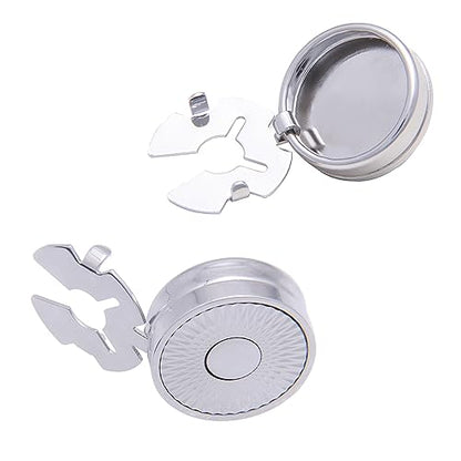 Mens Button Covers Tuxedo Shirt Cufflinks Alternative | Fake cufflinks and alternative fashion jewelry accessories for mens formal business dress shirts suits and groomsmen - color: B Silvery