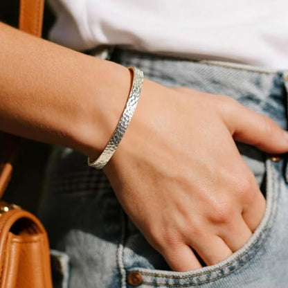 Inspirational Bible Verse Cuff Bracelet for Women, 18K Gold Plated Hammered Bangle, Christian Faith Jewelry Gift, Adjustable Non Tarnish - color: A piece of my heart is in heaven-Hammered Silver